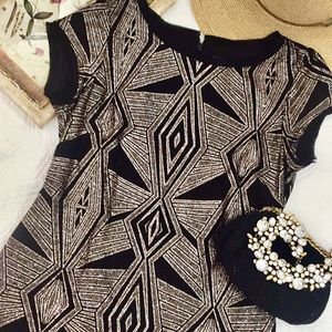 Vince Camuto metallic cap sleeve shift dress